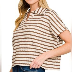 Zenana Mineral Wash Cotton Pullover - Collared Knit Top for Women Medium [6/8]